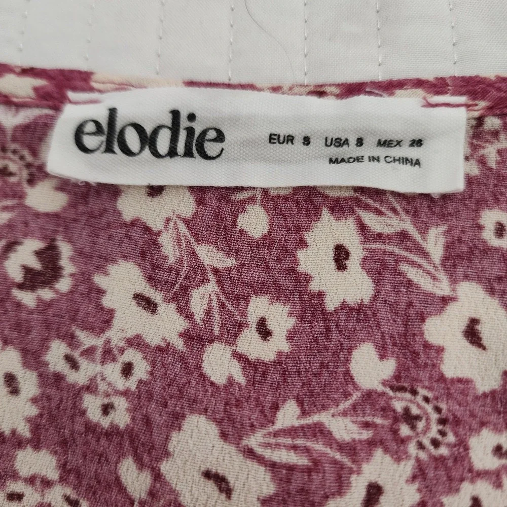 Elodie Floral Print Long Sleeve‎ Mini Wrap Dress Burgundy Size 8